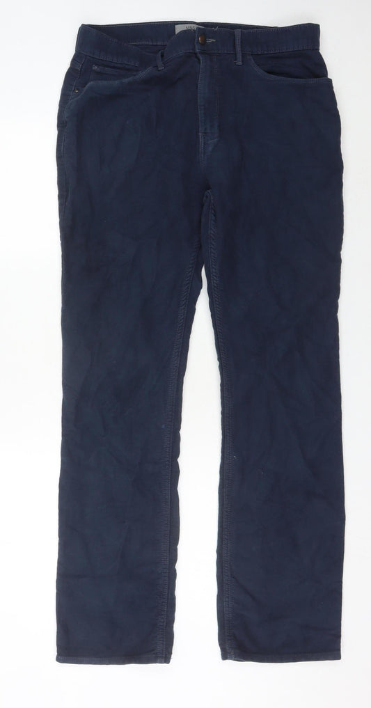 Marks and Spencer Men's Blue 34L Chino Trousers Cotton Casual