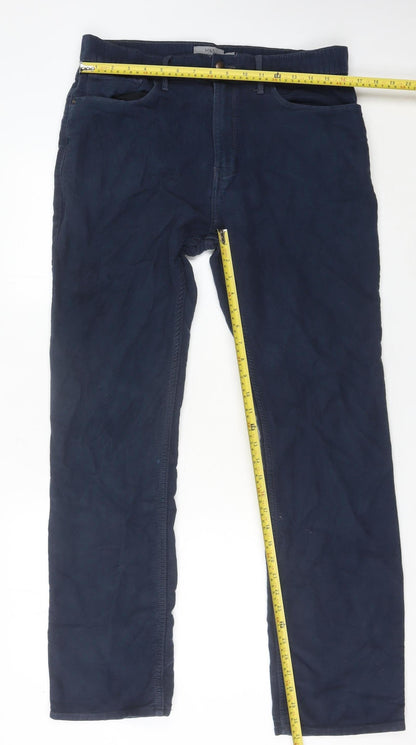 Marks and Spencer Men's Blue 34L Chino Trousers Cotton Casual