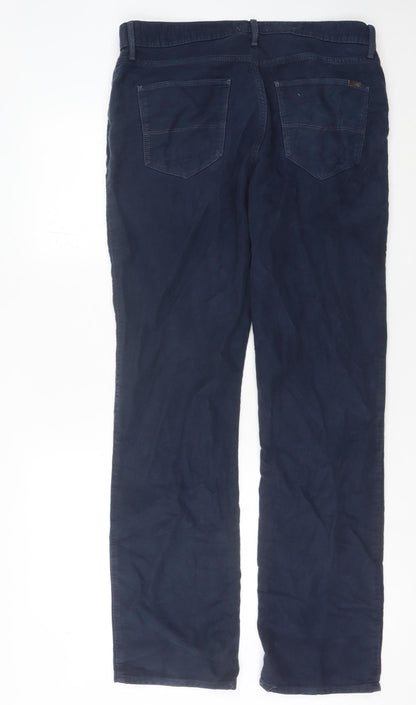 Marks and Spencer Men's Blue 34L Chino Trousers Cotton Casual