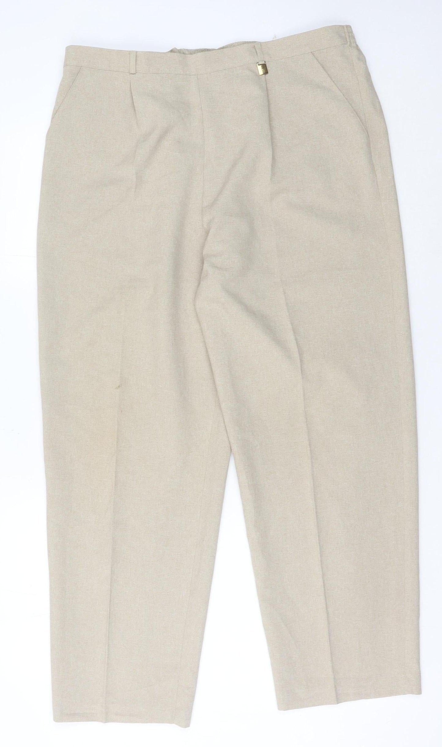 Classics Women’s Beige Linen Blend Straight Trousers Size 18