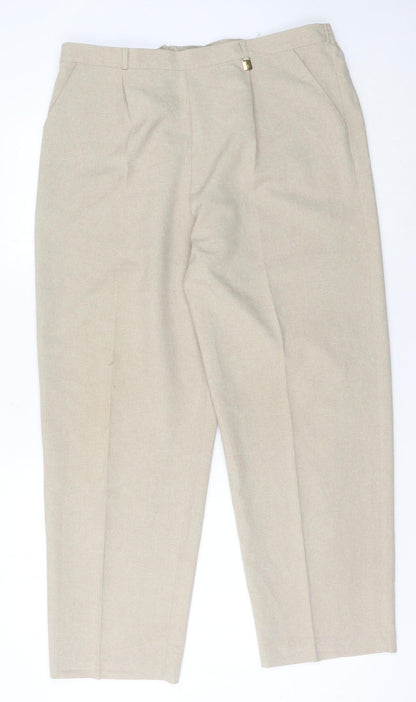 Classics Women’s Beige Linen Blend Straight Trousers Size 18