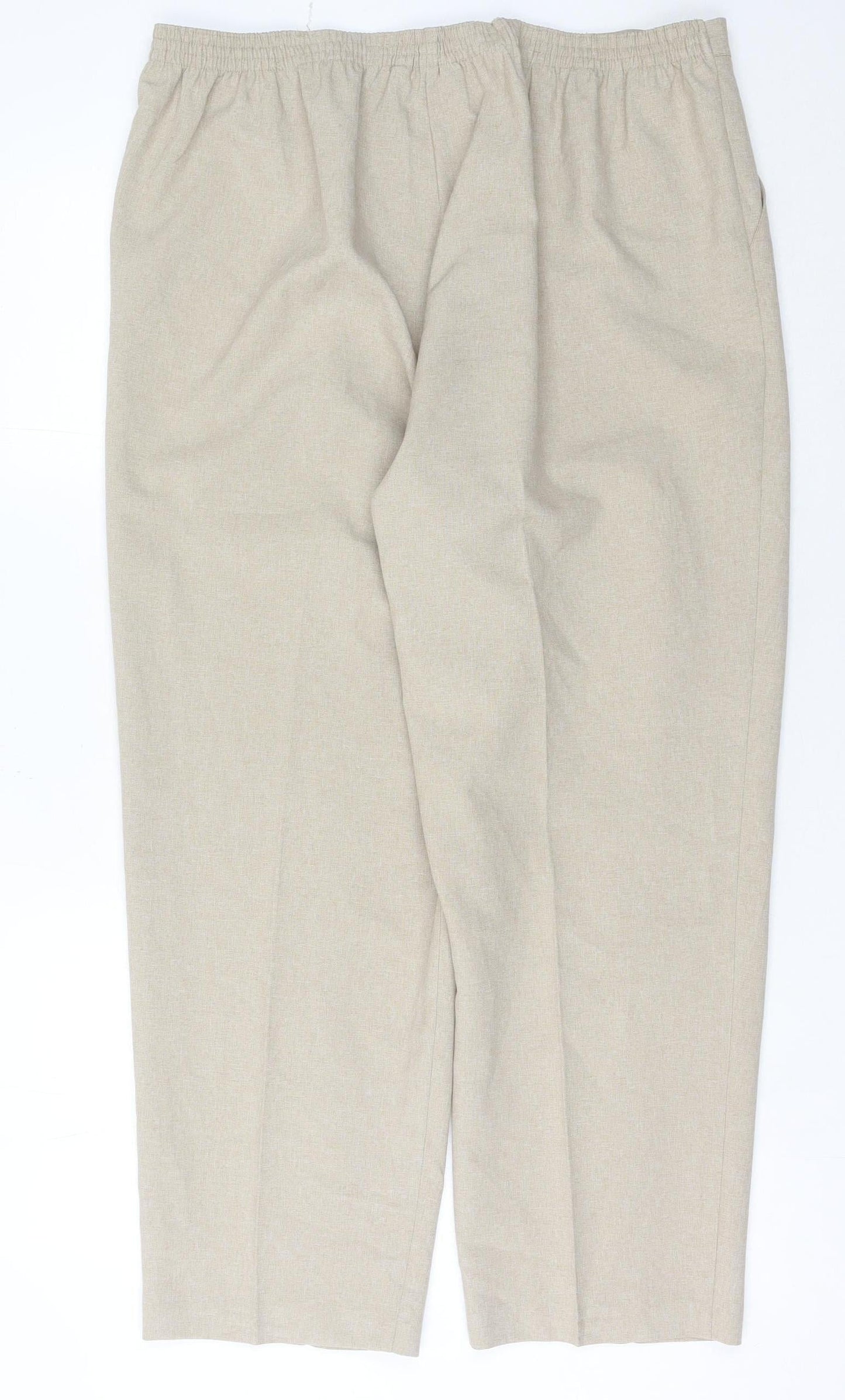 Classics Women’s Beige Linen Blend Straight Trousers Size 18