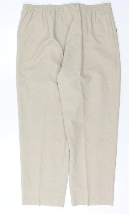 Classics Women’s Beige Linen Blend Straight Trousers Size 18