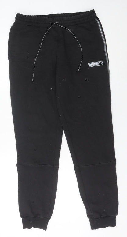 Puma Men’s Black Jogger Trousers M Regular Fit Fleece Autumn Winter