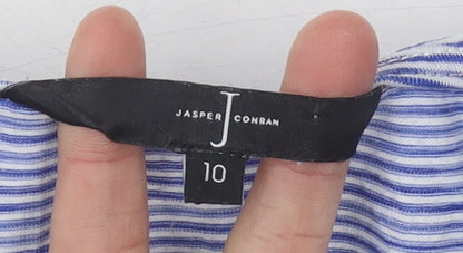 Jasper Conran Women’s Blue Striped Boat Neck T-Shirt Size 10