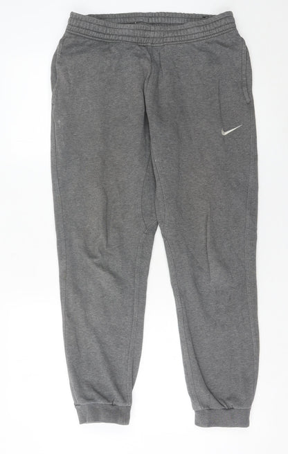 Nike Men's Grey M Jogger Trousers Cotton Blend Elastic Waist