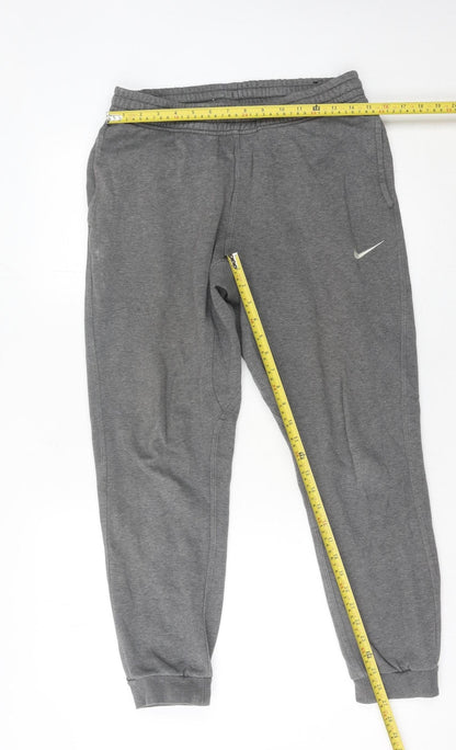 Nike Men's Grey M Jogger Trousers Cotton Blend Elastic Waist