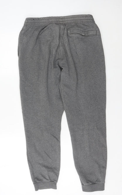 Nike Men's Grey M Jogger Trousers Cotton Blend Elastic Waist