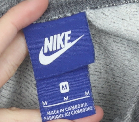 Nike Men's Grey M Jogger Trousers Cotton Blend Elastic Waist