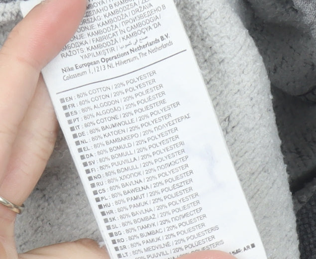 Nike Men's Grey M Jogger Trousers Cotton Blend Elastic Waist