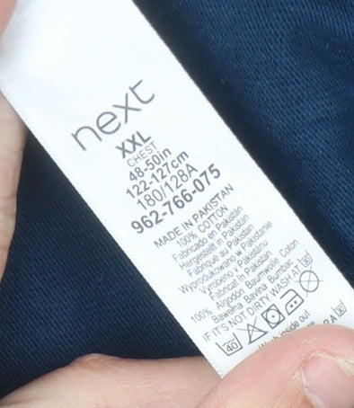 Next Men’s Blue Colourblock Rugby Polo Shirt 2XL Long Sleeve