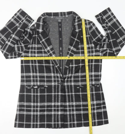Primark Women's Black Check Blazer UK 14 Regular Fit Single-Breasted