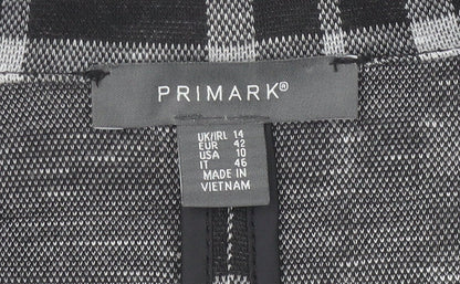 Primark Women's Black Check Blazer UK 14 Regular Fit Single-Breasted