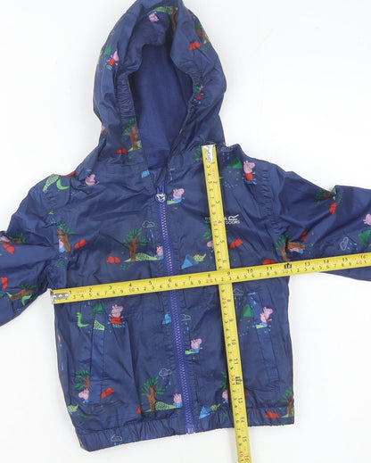 Regatta Boys Blue Peppa Pig Waterproof Rain Coat Jacket 3 Years Hooded