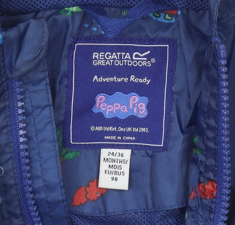 Regatta Boys Blue Peppa Pig Waterproof Rain Coat Jacket 3 Years Hooded