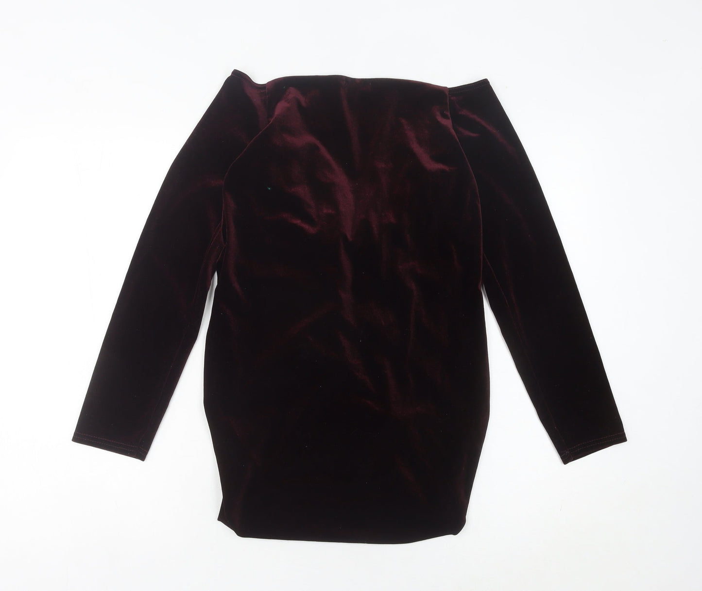 PrettyLittleThing Women's Purple Velvet Ruched Bodycon Mini Dress Size 14