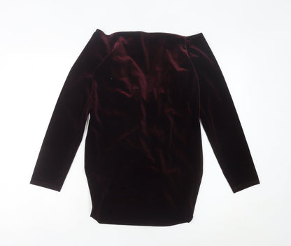 PrettyLittleThing Women's Purple Velvet Ruched Bodycon Mini Dress Size 14