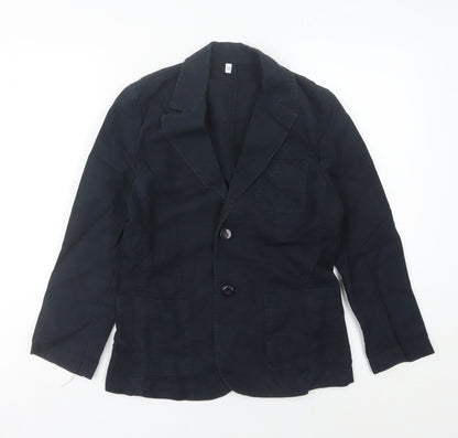 Armani Junior Boys Black 12 Years Regular Fit Cotton Linen Suit Jacket