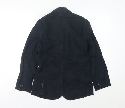 Armani Junior Boys Black 12 Years Regular Fit Cotton Linen Suit Jacket