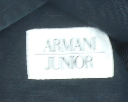Armani Junior Boys Black 12 Years Regular Fit Cotton Linen Suit Jacket