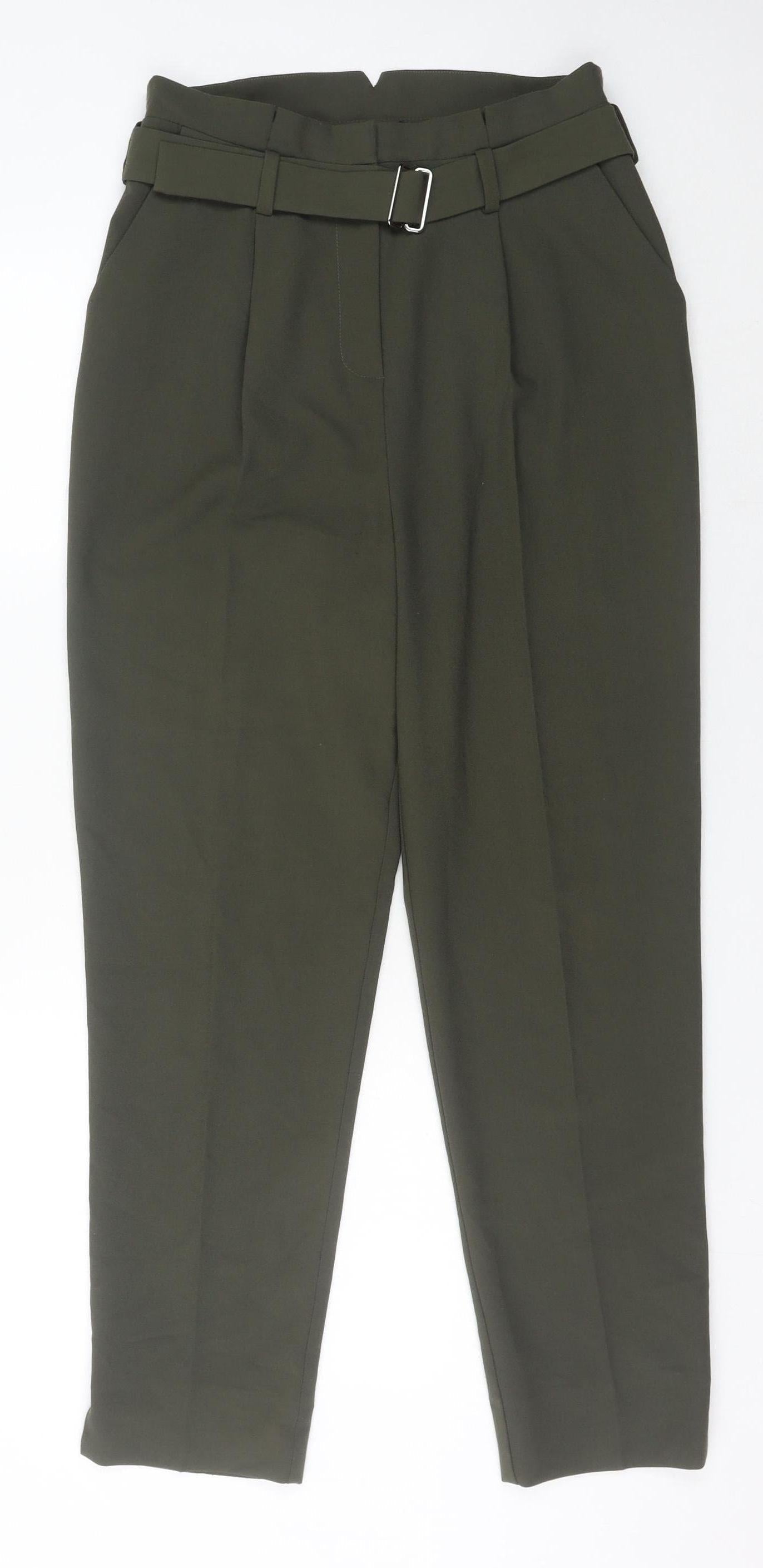 Monsoon Women’s Green Size 10 High Rise Tapered Trousers Belted