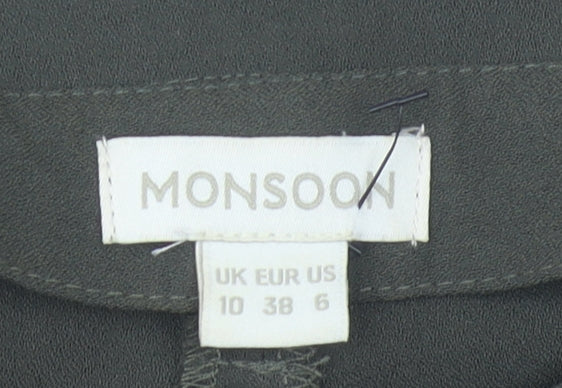 Monsoon Women’s Green Size 10 High Rise Tapered Trousers Belted