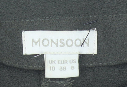Monsoon Women’s Green Size 10 High Rise Tapered Trousers Belted