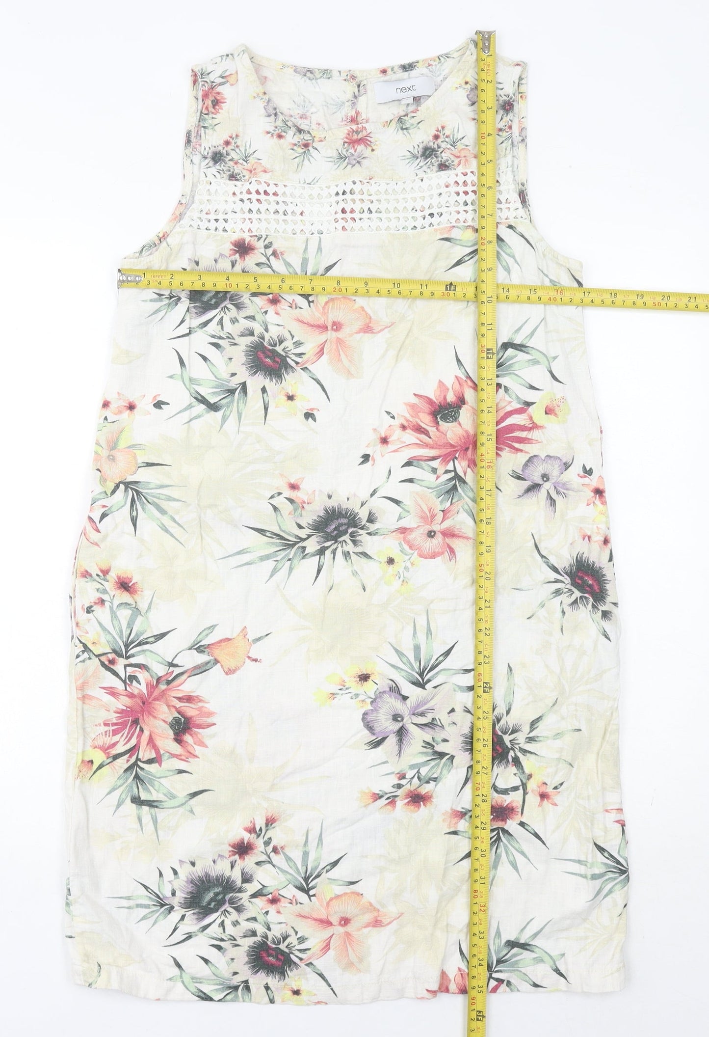 Next Women’s Multicoloured Floral Shift Dress Size 8 Linen Blend