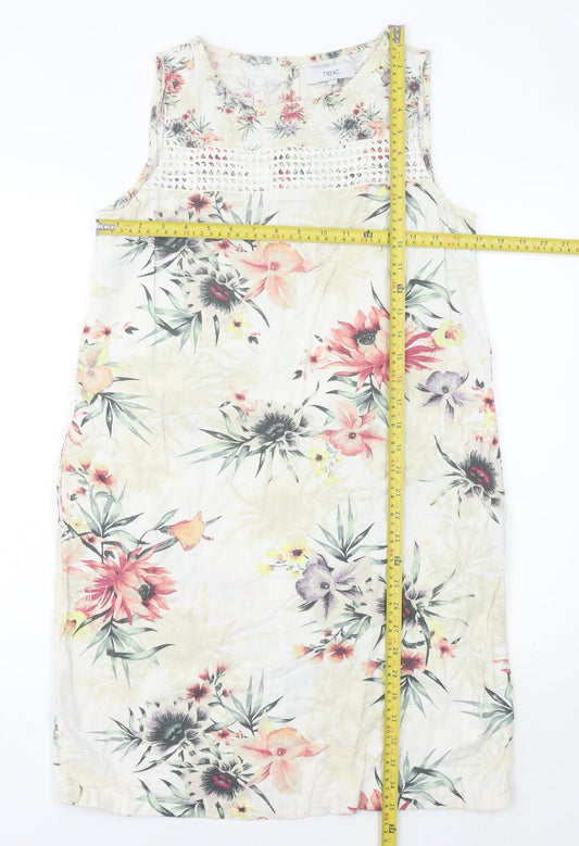 Next Women’s Multicoloured Floral Shift Dress Size 8 Linen Blend