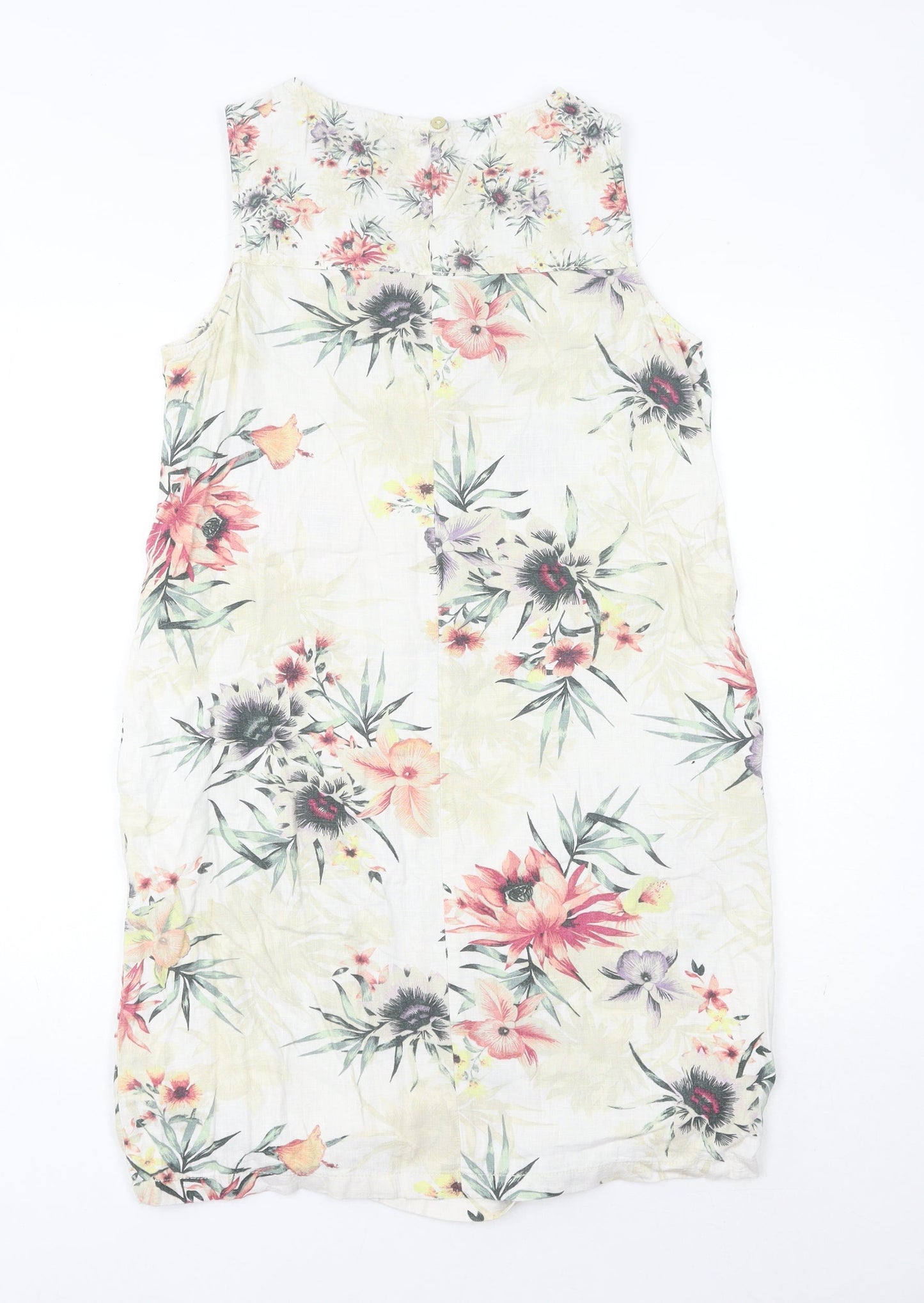 Next Women’s Multicoloured Floral Shift Dress Size 8 Linen Blend