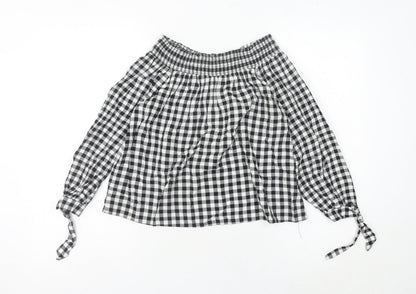 Womens UK Size 12 New Look Black Peasant Blouse