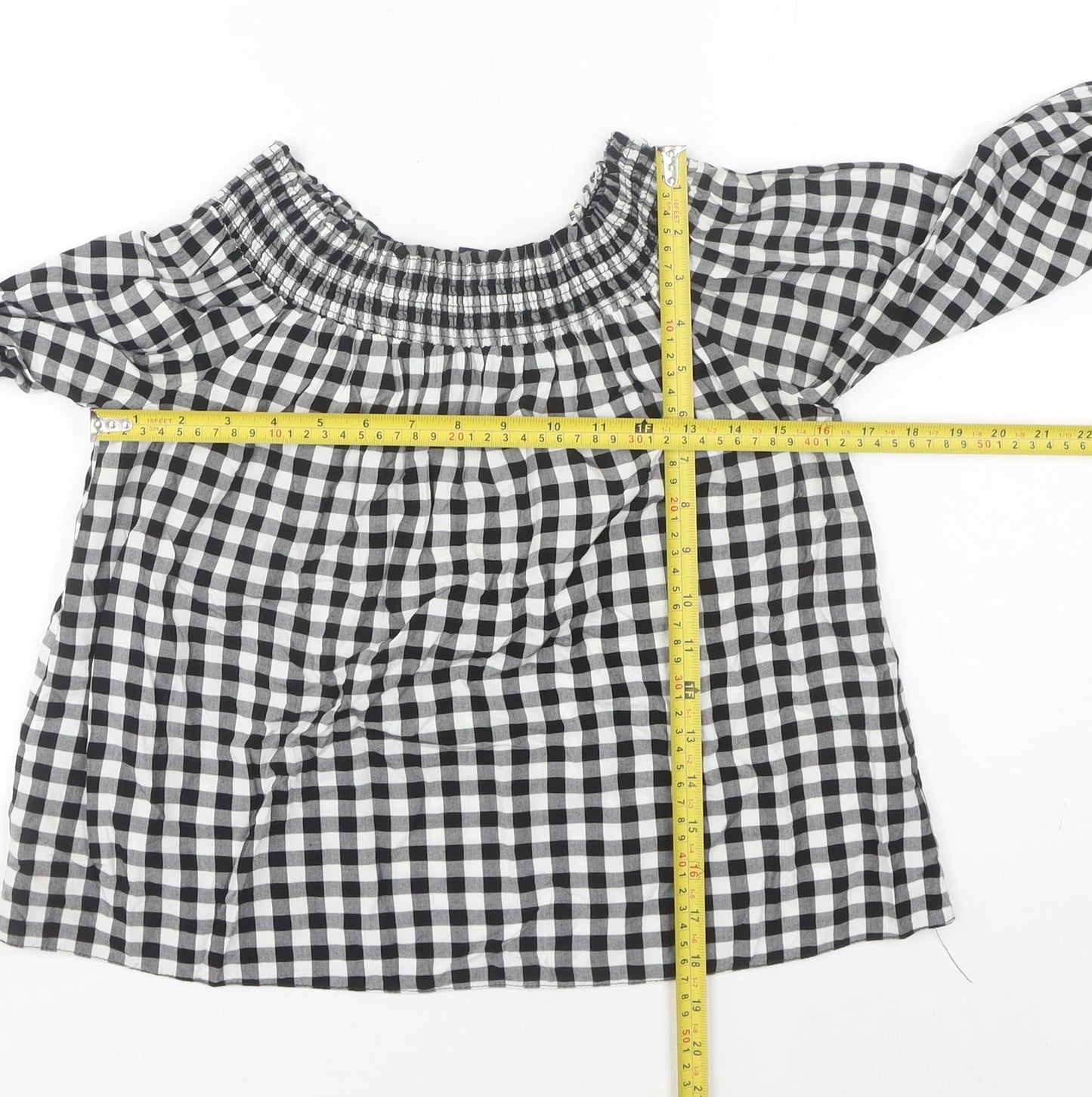 Womens UK Size 12 New Look Black Peasant Blouse