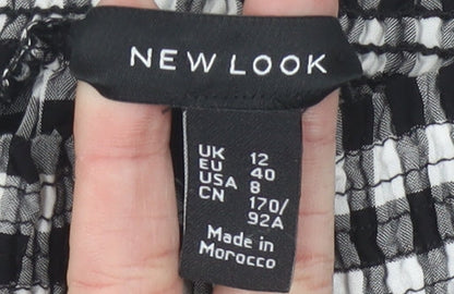 Womens UK Size 12 New Look Black Peasant Blouse