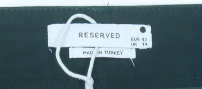 Reserved Women’s Green Slim Fit Straight Leg Trousers Size 14