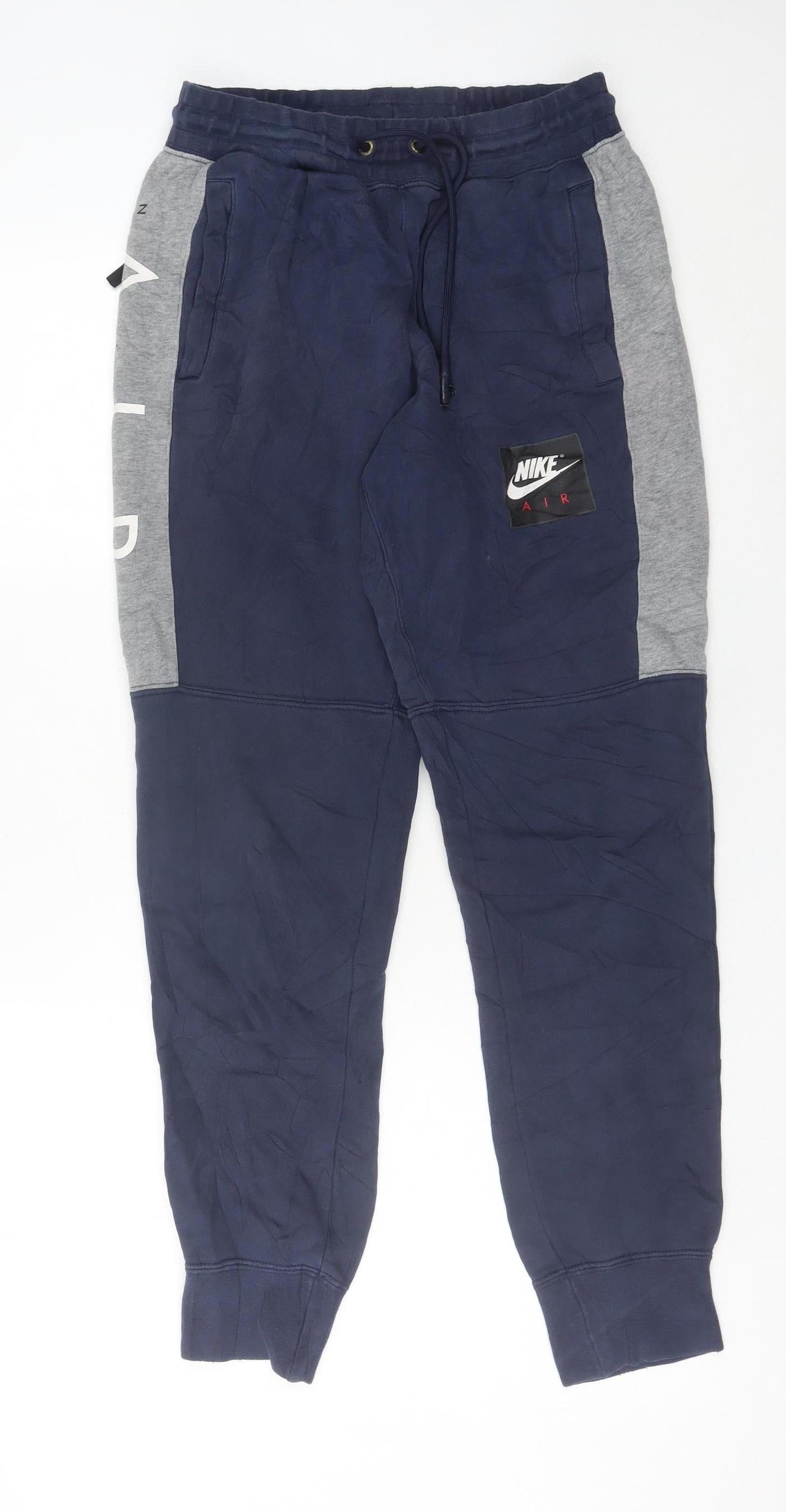 Nike Men's Blue Jogger Trousers S Regular Fit Cotton Blend