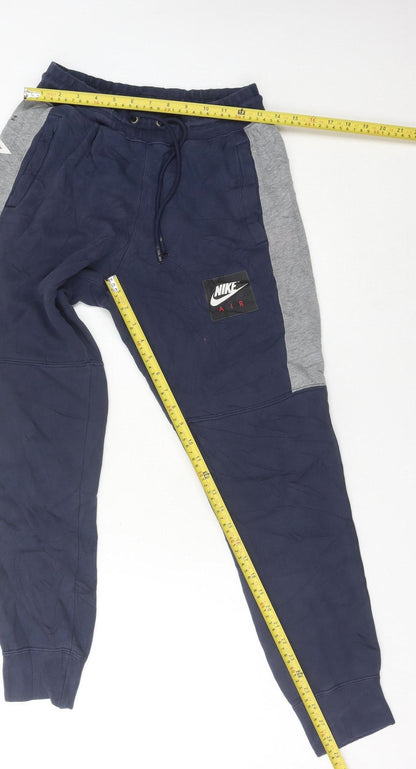 Nike Men's Blue Jogger Trousers S Regular Fit Cotton Blend