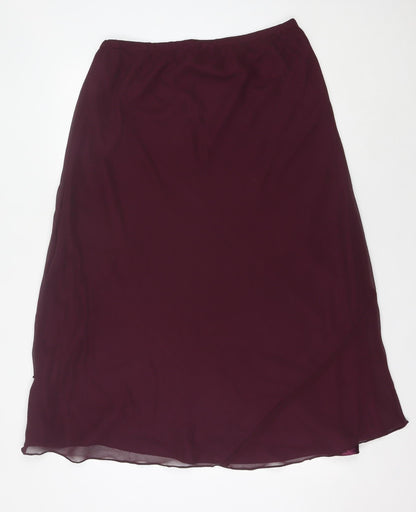 Classics Women’s Purple A-Line Midi Skirt Size 18 Beaded Floral Lined