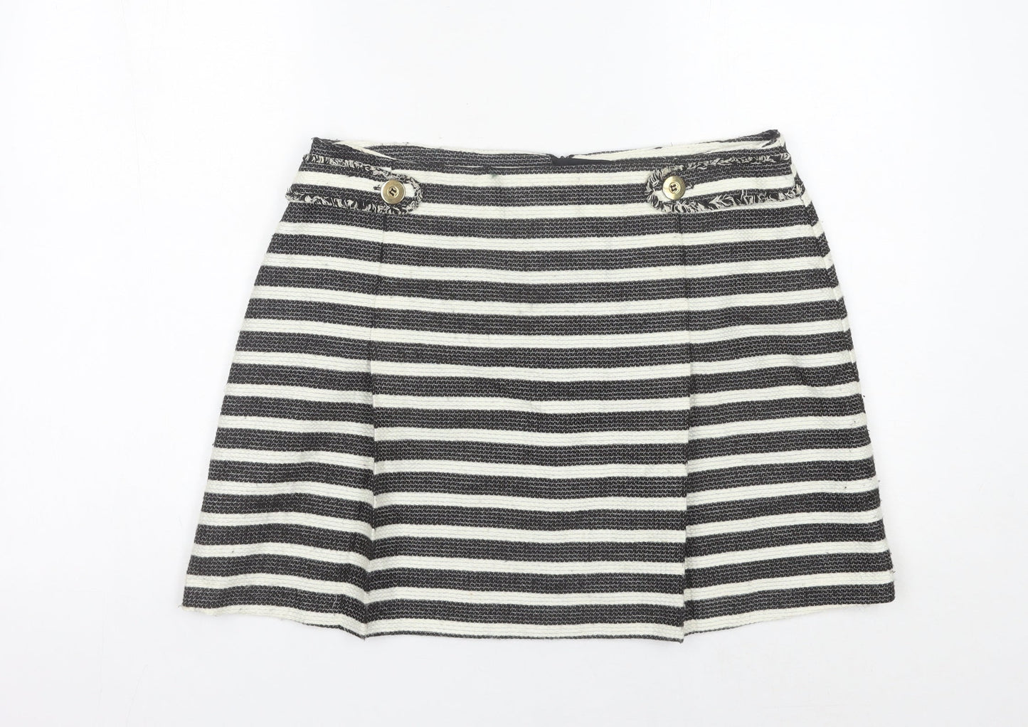 Miss Selfridge Women’s Black Striped A-Line Short Skirt Size 14