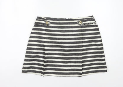 Miss Selfridge Women’s Black Striped A-Line Short Skirt Size 14