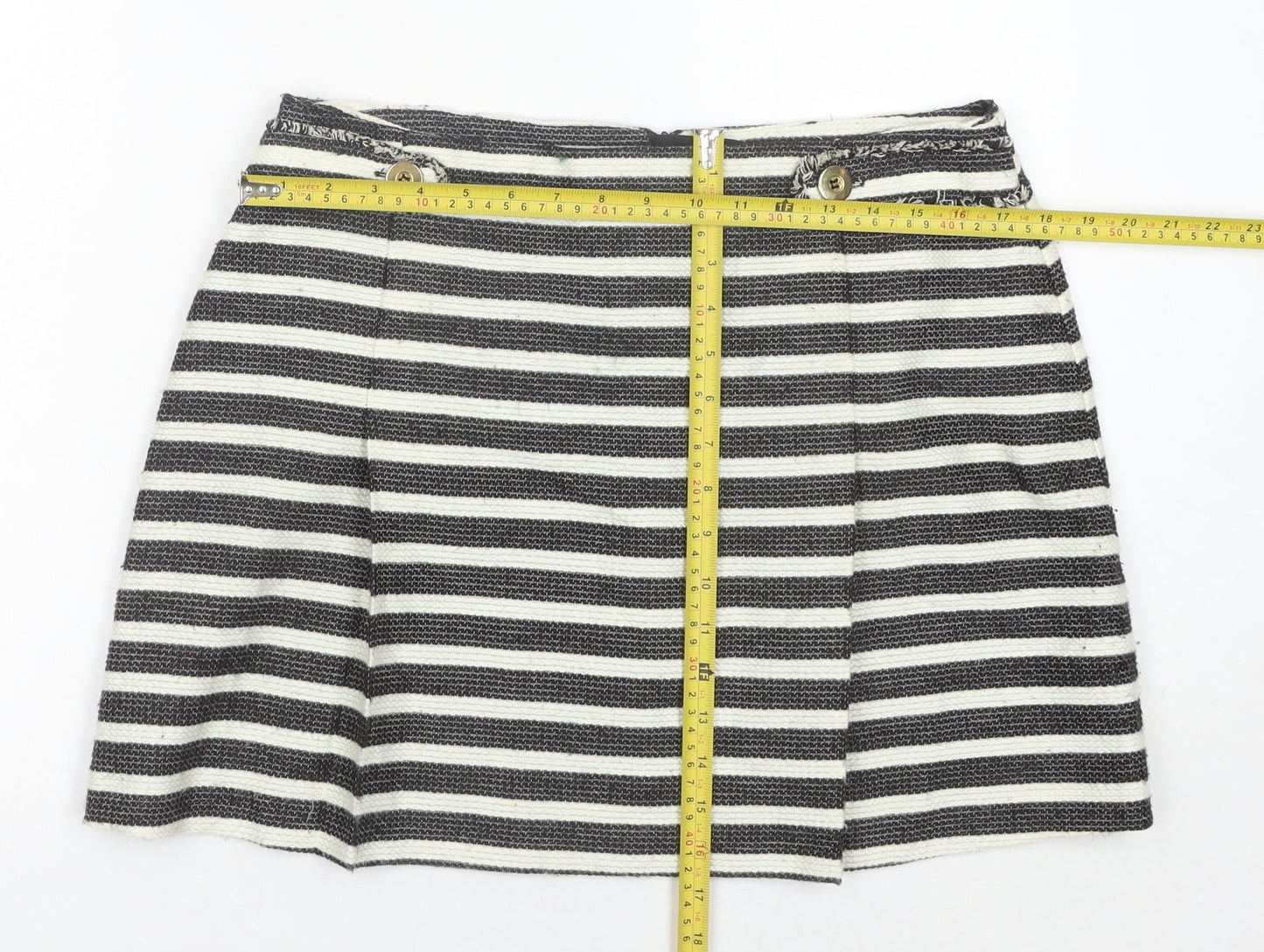 Miss Selfridge Women’s Black Striped A-Line Short Skirt Size 14