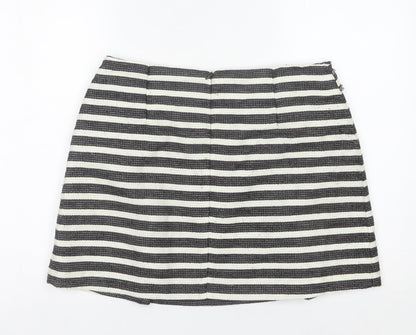 Miss Selfridge Women’s Black Striped A-Line Short Skirt Size 14