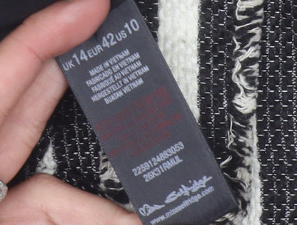 Miss Selfridge Women’s Black Striped A-Line Short Skirt Size 14