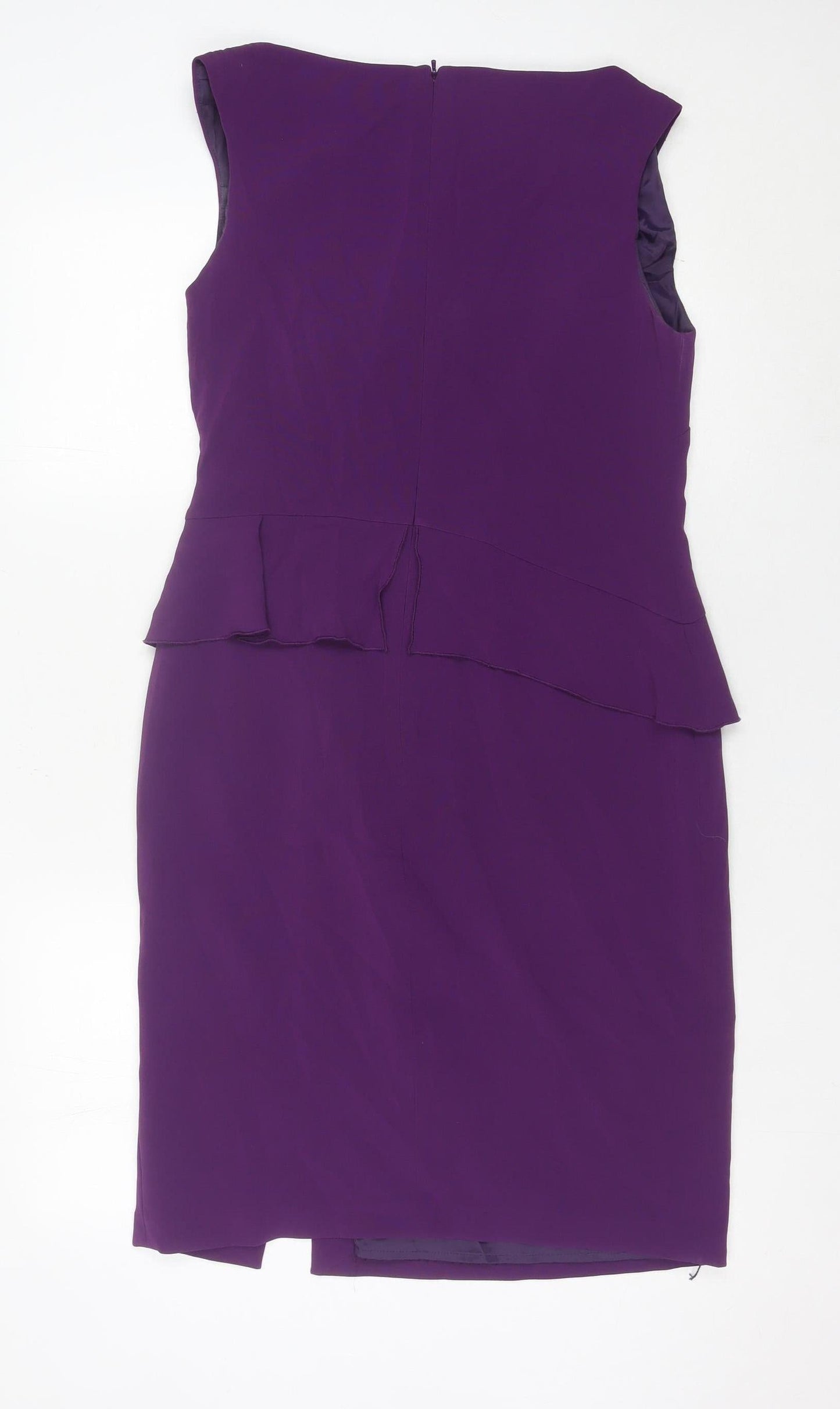 Coast Women’s Purple Knee Length Sheath Dress Size 12 Formal Bow Ruffle