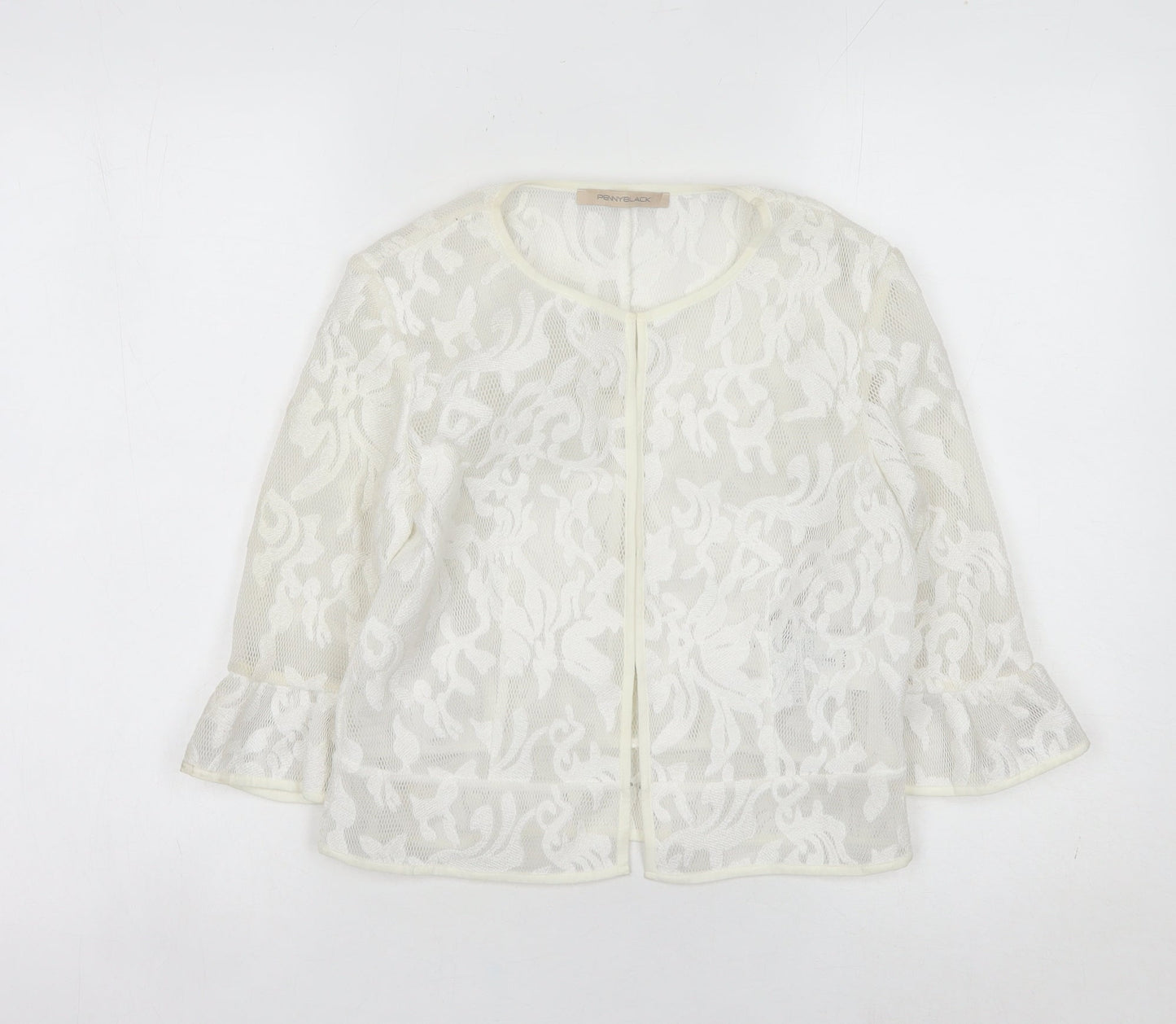 Pennyblack Women’s White Size 8 Lace Jersey Short Jacket Spring Summer