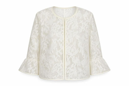 Pennyblack Women’s White Size 8 Lace Jersey Short Jacket Spring Summer