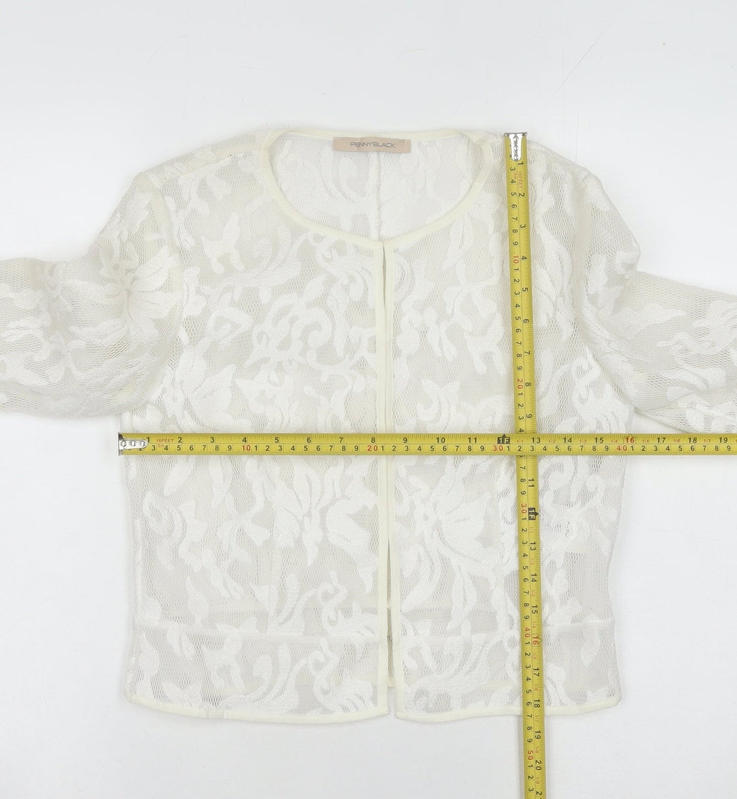 Pennyblack Women’s White Size 8 Lace Jersey Short Jacket Spring Summer