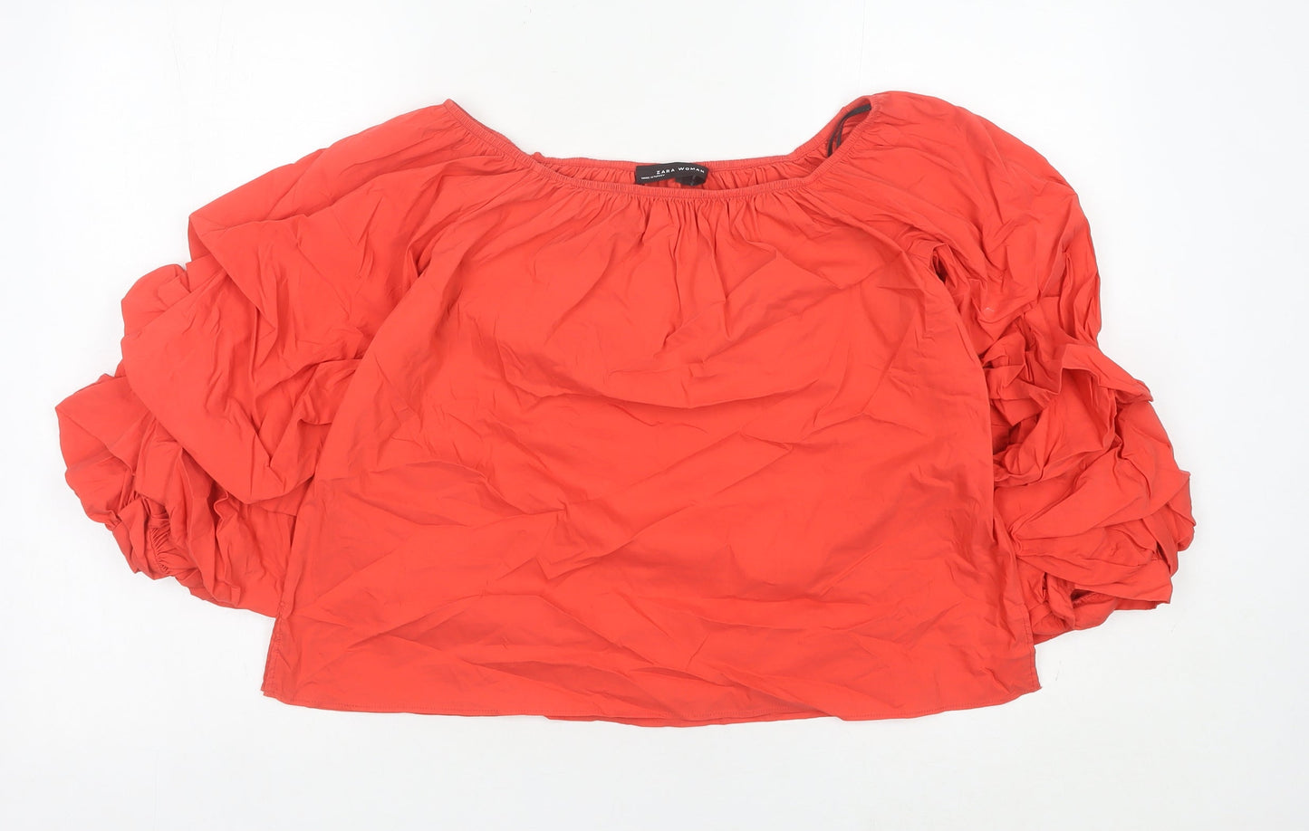 Zara Woman Red Puff Sleeve Square Neck Blouse Women’s S