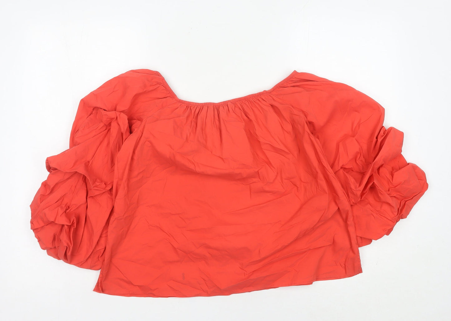 Zara Woman Red Puff Sleeve Square Neck Blouse Women’s S