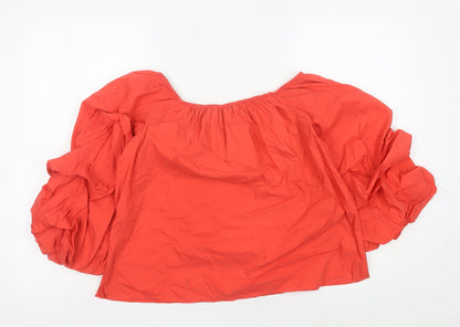 Zara Woman Red Puff Sleeve Square Neck Blouse Women’s S