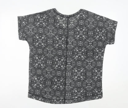 Womens UK Size 14 Peacocks Black Basic T-Shirt